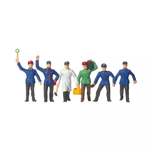 Set of 6 PREISER 10010 station staff - HO 1/87