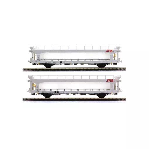 Set de 2 wagons porte-autos A 260 less / TA 260 LESS STVA - LS Models 30703 - HO 1/87 - SNCF - Ep V - 2R