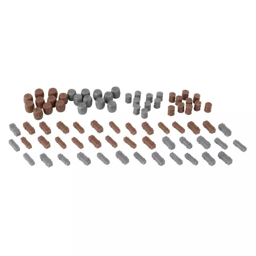 Pack of 80 miscellaneous equipment: Faller boxes and barrels 272918 - N 1/160