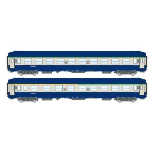 Set de 2 voitures UIC couchettes B9c9x + A4c4B5c5 - REE VB514 - SNCF - HO 1/87 - EP V 