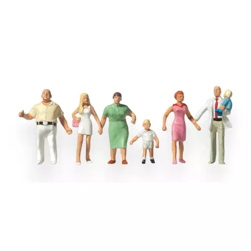 6 Figurines famille en promenade PREISER 10284 - HO 1:87