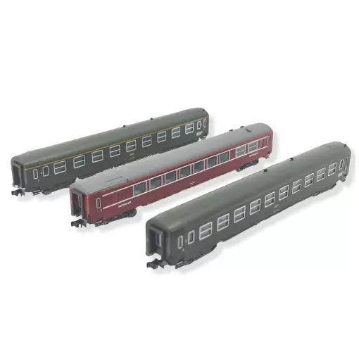 Set 3 Schnellzugwagen "Nizza-Paris" MINITRIX 18219 - SNCF - N 1/160 - EP IV