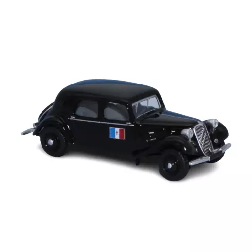 Citroën Traction 11A 1935 noire drapeau français avec croix de lorraine - SAI 6171 - HO 1/87 
