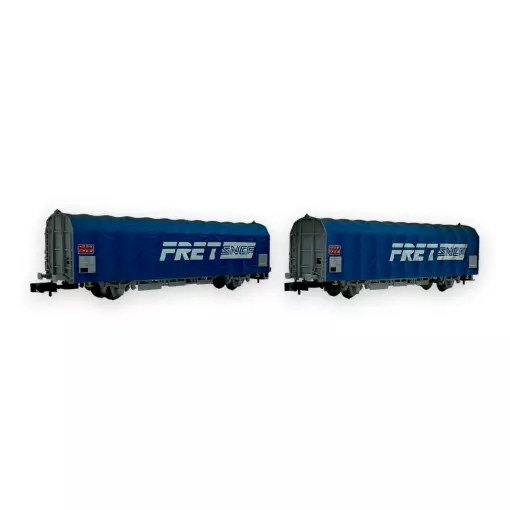 Set de 2 wagons bâchés à 2 essieux type K70 Kils, livré bleu, « FRET » - Arnold HN6696 - N 1/160 - SNCF - Ep IV/V - 2R