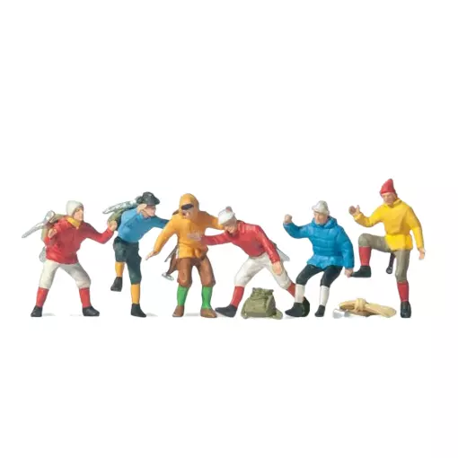 Lot de 6 Alpinistes + Accessoires - Preiser 10190 - HO : 1/87 