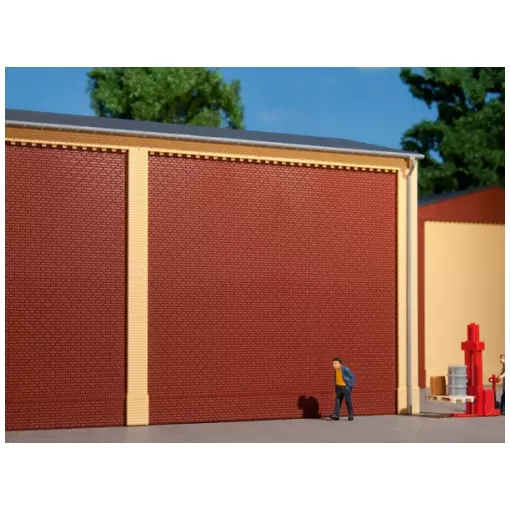 4 walls 2324A without scalloped friezes red AUHAGEN 80500 - HO 1/87 - 94x86mm
