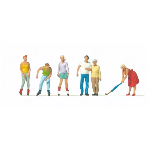 Lot de 6 personnages passant et skateurs Preiser 10740 - HO : 1/87