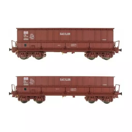 Ensemble de 2 wagons tombereaux SACILOR SNCF