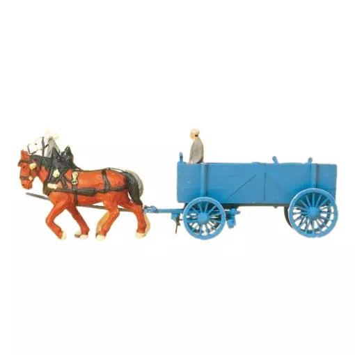 Charrette tirée par des chevaux - Preiser 30468 - HO 1/87