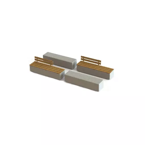 Bancs modernes en béton - 87TRAIN 221070 - HO 1/87