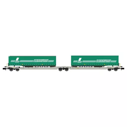 Wagon Porte-Remorque double Sdggmrs AAE Cargo HUPAC intermodal + 2 trailers LANNUTTI