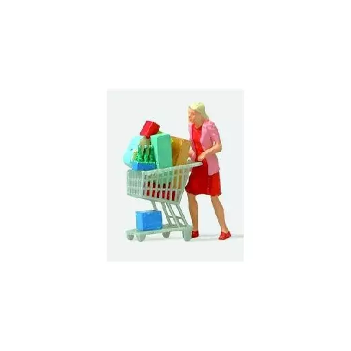 Personnage femme avec caddie - Preiser 28081 - HO 1/87