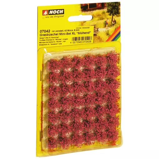 Set of 42 red flowering grass tufts 9mm - HO 1/87 - NOCH 07042