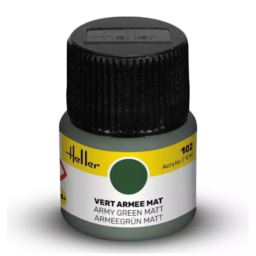 Peinture Acrylique 102 - Vert Armée Mat - Heller 9102 - 12ML