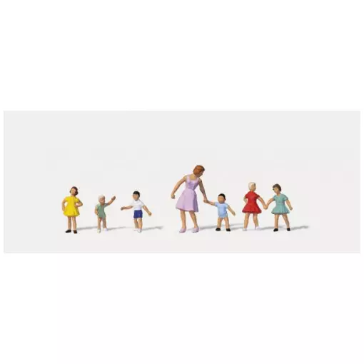 Lot de 7 personnages au jardin d'enfants - Merten 0212591 - HO 1/87