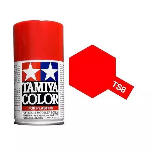 Peinture acrylique en spray - Rouge Italien Brillant TS-8 - TAMIYA 85008 - 100ml