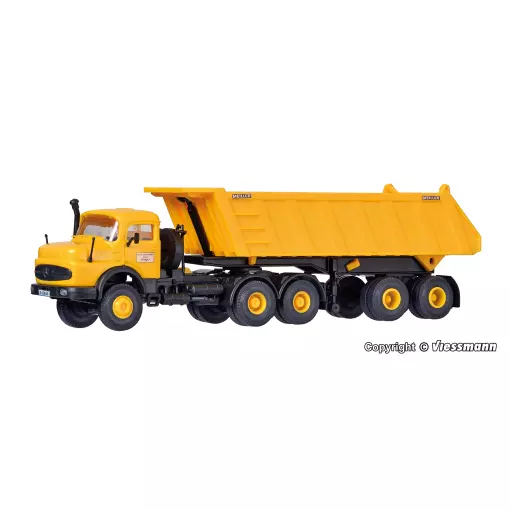 Camion MB à Capot Rond + Remorque Benne Meiller - 140x28x38mm - Kibri 14025 - HO : 1/87 