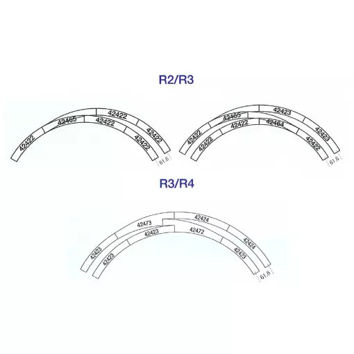 Rail Courbe R4 | 481.2mm 30° ROCO 42424 | HO 1/87 Code 83