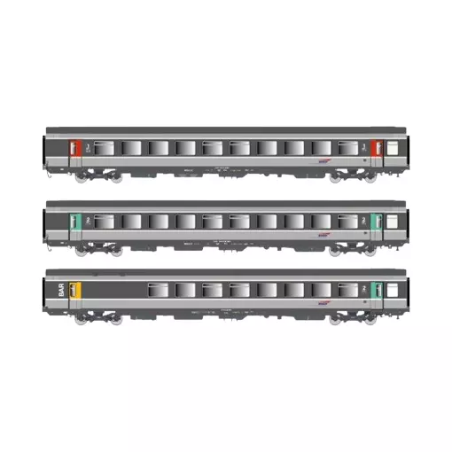 Set de 3 Voitures Corail VTU - Logo Casquette - SNCF - EP. V - LS MODELS 41215 - HO : 1/87 