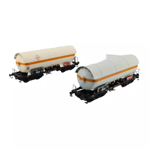 Set 2 Gas Tank Wagons - Zag white PULLMAN 36536 - DB HO 1/87
