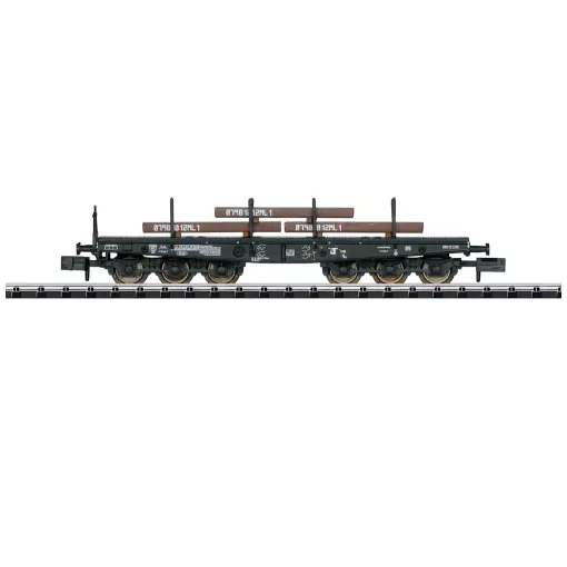 Vagón de plataforma Sa 705 MiniTrix 15453 - N 1/160 - DB - EP IV - mercancías pesadas