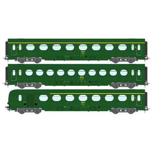 Set de 3 Voitures Allégées "ETAT" - REE MODELES REVB474 - VERT 301 - SNCF - EP.IV - HO 1/87