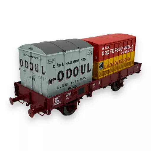 Wagon plat OCEM 29 + 2 cadres - Ree Modèles WB-608 - HO 1/87 - SNCF - Ep III - 2R