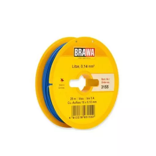 Bobine de Fil - 25 Mètres - Bleu - Section 0.14 mm² - BRAWA 3155 - Universelle 