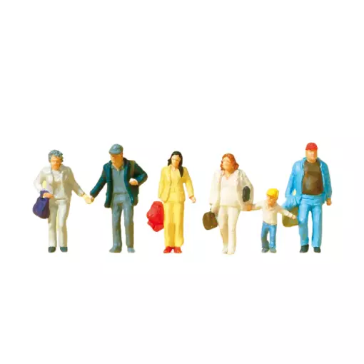 Passengers walking with luggage PREISER 14042 - HO 1/87