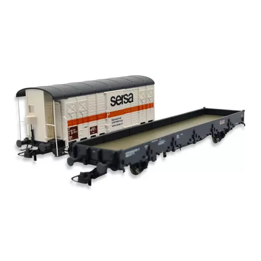Set de 2 wagons pour train de construction SERSA - ROCO 77043 - HO 1/87