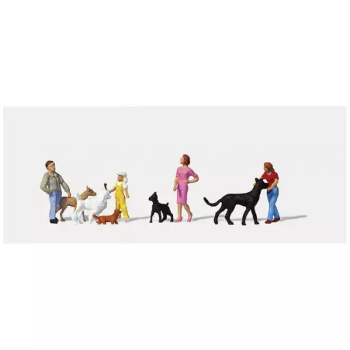 Lot de 9 personnages "Entrainement des Chiens" - Merten 0212589 - HO 1/87