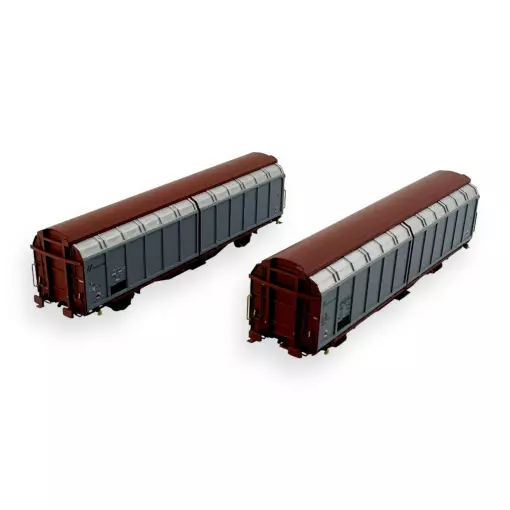 Lot de 2 Wagons Parois coulissantes Hbbillns Hobbytrain - H24681 - N 1/160 - FS Trenitalia - Ep V