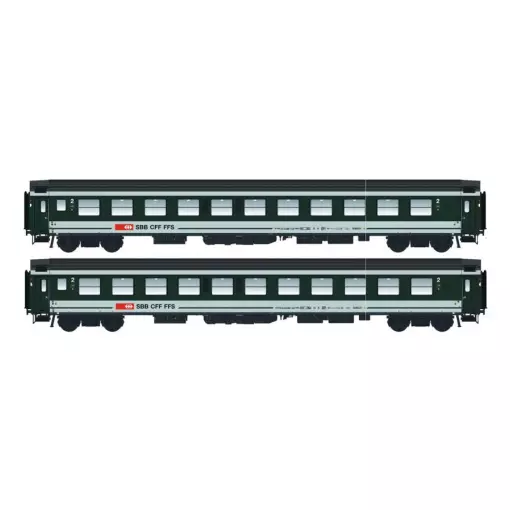 Set of HO 1/87th Class 2 SBB coaches - LS MODELS 47272