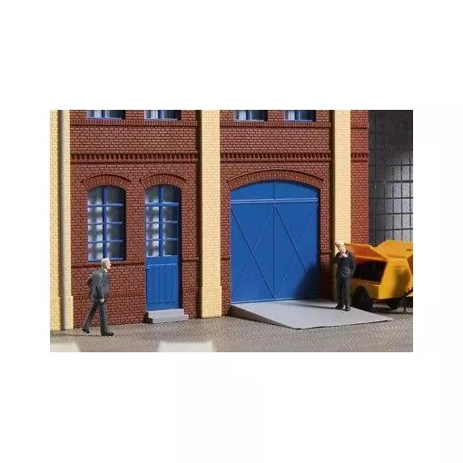 Portails et portes bleus, marches, rampes HO 1/87