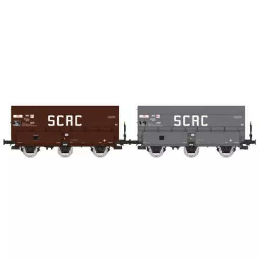 Coffret de 2 wagons de coke MH45 "SCRC" - REE WB960 - SNCF - HO 1/87 - EP III