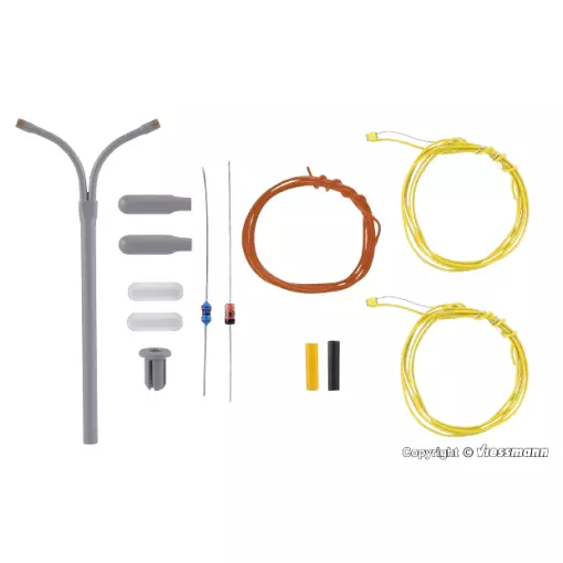 Kit d'Eclairage Double Fouet + LED Blanche - Hauteur 54mm - Viessmann 6623 - N: 1/160 