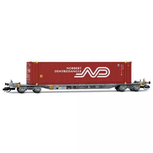 Wagon porte-conteneurs « Norbert Dentressangle » - Arnold HN9766 - TT 1/120 - SNCF - EP VI