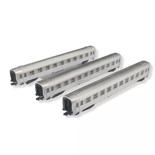 Set of 3 Arnold DEV Inox passenger carriages HN4335 - N 1/160 - SNCF - EP III