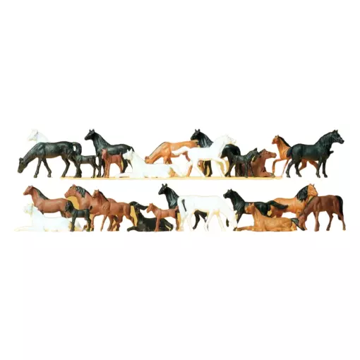 Troupeau de 26 Chevaux - Preiser 14407 - HO 1/87