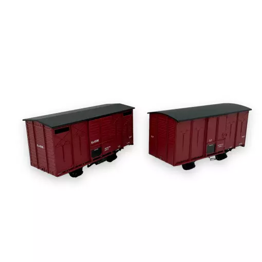 Set of 2 boxcars - Ree Modèles VM-030 - HOe/HOm 1/87 - SNCF - Ep III - 2R