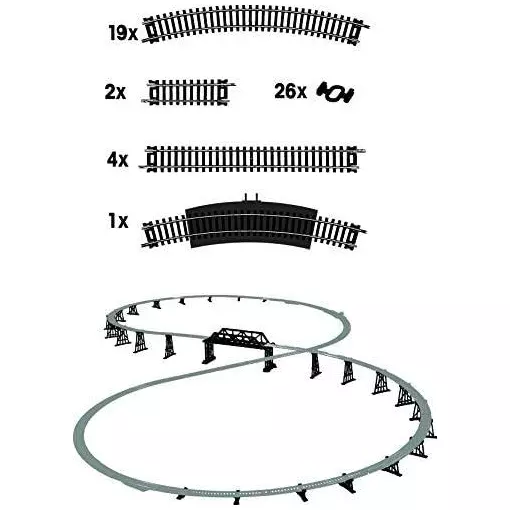 Coffret de rails droits & courbes N°4 - Mehano F104 - HO 1/87 - Code 100 - 2R