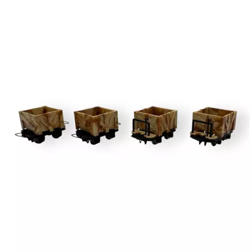 Lot de 4 wagons de chargement - Minitrains 3113 - HOe 1/87 - Ep III