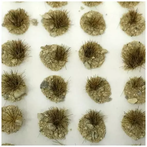 Lot de 100 touffes d'herbe avec cailloux - Peco PSG52 - fibres de 4 mm de longueur