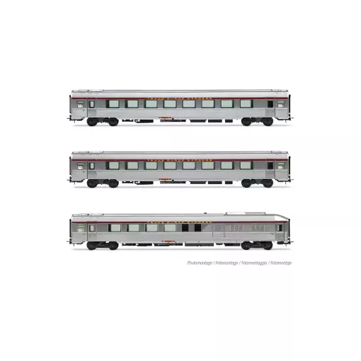 Coffret de voitures voyageurs 3 éléments - TEE "Jules Verne" - JOUEF HJ4206HM - SNCF - HO 1/87 - EP. IV - 2R