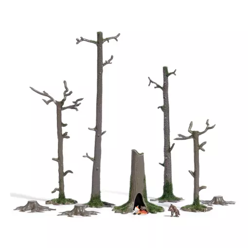 Tana con volpe e 3 giovani, tronchi d'albero BUSCH 7989 HO