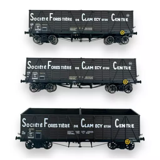 Coffret de 3 wagons TP tombereaux Haut Clamecy - REE WB852 - HO 1/87 - SNCF - EP III - 2R 