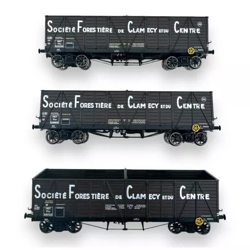 Coffret de 3 wagons TP tombereaux Haut Clamecy - Ree Modèles WB-852 - HO 1/87 - SNCF - EP III - 2R 