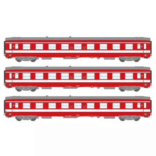 Set of 3 first class UIC cars with red livery "LE CAPITOLE DE RESERVE