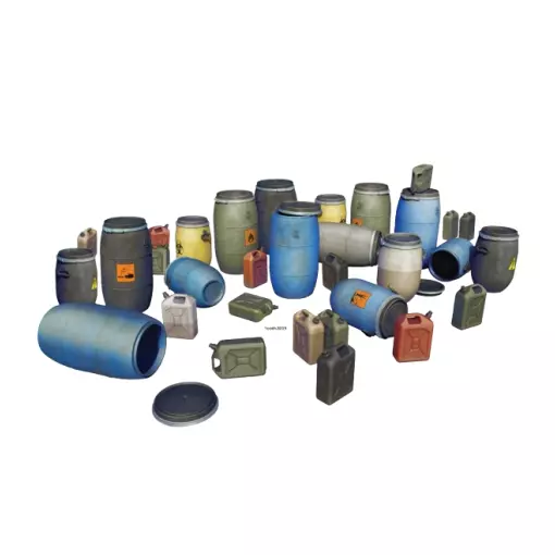Barriles y latas de plástico - Miniart 49010 - 1/48