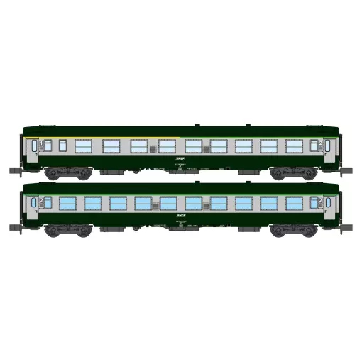 Set 2 voitures voyageurs UIC A4B5 & B10 - REE Modèles NW263 - N 1/160 - SNCF - EP V